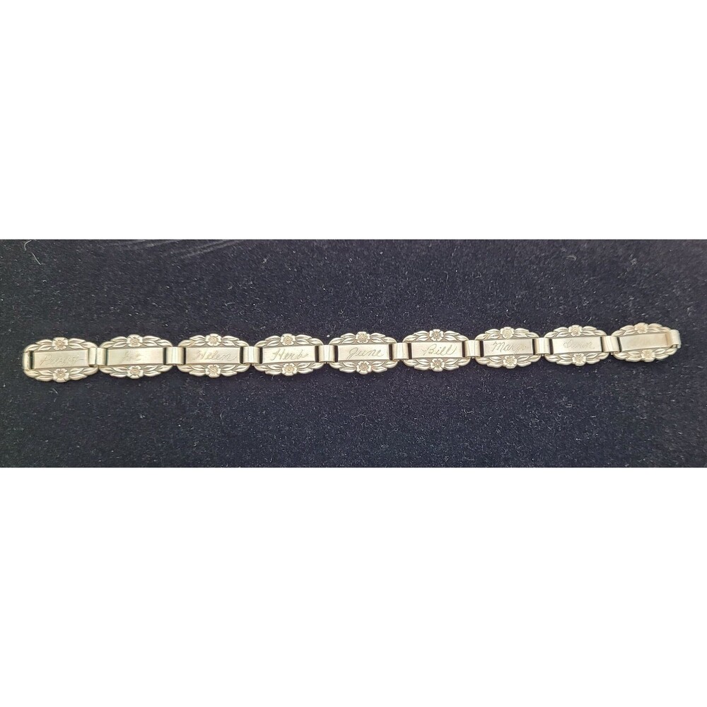 WWII Sterling Silver Forget Me Not Bracelet